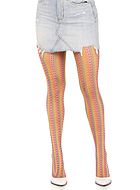 Patterned pantyhose, crochet net, colorful stripes